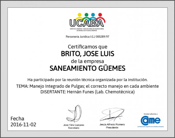 Certificado Pulgas